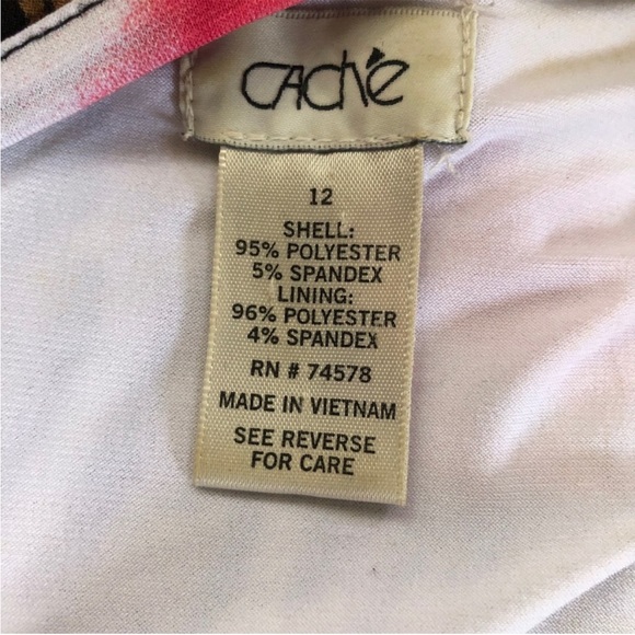 Cache Pink Floral Animal Print Gathered Waist Midi Sheath Dress Size 12 - Picture 7 of 7